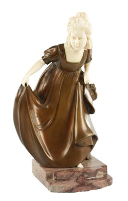 Lot 945 - FRANZ PELESCHKA-LUNARD, AUSTRIAN (b.1873). AN ART NOUVEAU BRONZE AND IVORY SCULPTURE