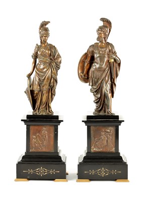 Lot 803 - A PAIR OF LATE 19TH CENTURY PATINATED BRONZE SCULPTURES