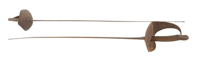 Lot 674 - A PAIR OF ANTIQUE FENCING SABRE