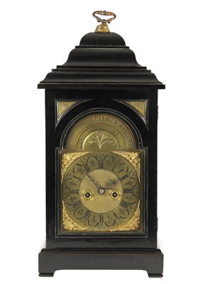 Lot 1373 - SAMUEL WRIGHT, NORTHWICH (CHESHIRE). AN 18TH CENTURY EBONISED EIGHT-DAY BRACKET CLOCK