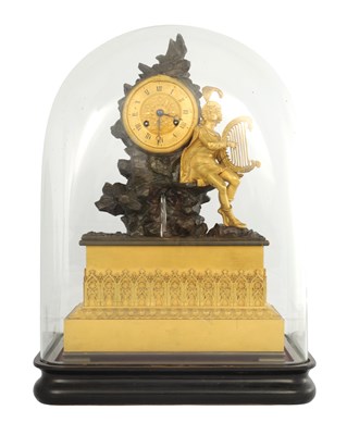 Lot 1620 - AN EARLY 19TH CENTURY FRENCH BRONZE AND ORMOLU AUTOMATION MANTEL CLOCK
