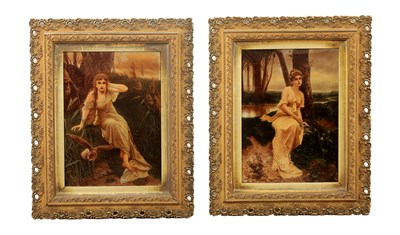 Lot 1019 - A PAIR OF ART NOUVEAU CRYSTOLEUMS SIGNED BODENHAUSEN
