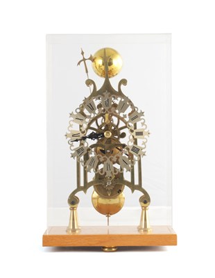 Lot 1603 - A 20TH CENTURY FUSEE SKELETON CLOCK
