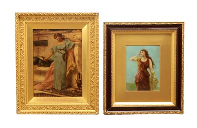 Lot 1022 - TWO ART NOUVEAU COLOURED CRYSTOLEUM PORTRAIT