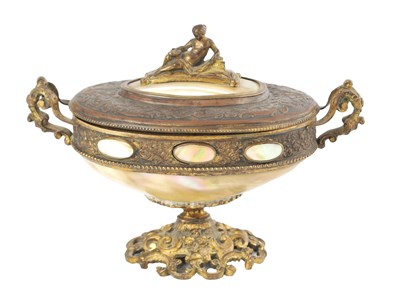 Lot 954 - A 19TH CENTURY FRENCH ORMOLU AND MOTHER OF PEARL JEWELLERY BOX