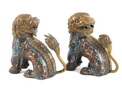 Lot 180 - A PAIR OF 19TH CENTURY CHINESE CLOISONNÉ DOG OF FOO