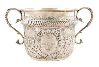 Lot 319 - A LARGE EDWARDIAN SILVER PORRINGER PRESENTED BY HER MAJESTY THE QUEEN