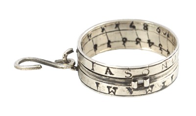 Lot 1774 - THOMAS TOMPION, FECIT. A RARE EARLY 18TH CENTURY SILVER RING SUNDIAL