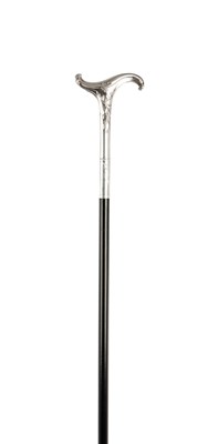 Lot 648 - A 19TH CENTURY FRENCH ART NOUVEAU HALLMARKED SILVER MOUNTED WALKING STICK