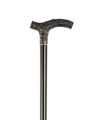 Lot 650 - A 19TH CENTURY TWO-TONE CAST METAL HANDLED WALKING STICK