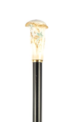 Lot 659 - A LATE 19TH CENTURY CONTINENTAL PORCELAIN HANDLED WALKING STICK