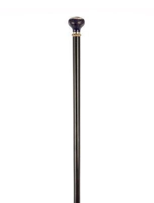 Lot 623 - A 19TH CENTURY KNOPPED PORCELAIN HANDLED WALKING CANE