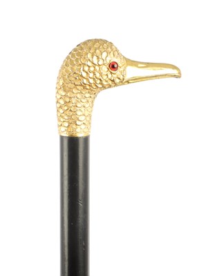 Lot 624 - A 19TH CENTURY GILT METAL HANDLED WALKING STICK