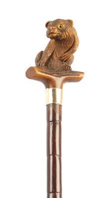 Lot 622 - A 19TH CENTURY WALKING STICK WITH CUB HANDLE