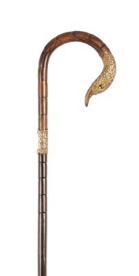 Lot 647 - A 19TH CENTURY CROOK HANDLE WALKING STICK