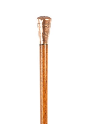 Lot 609 - OF NAVAL INTEREST A COPPER AND OAK WALKING CANE