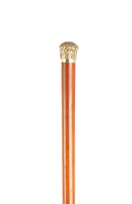 Lot 1058 - A 19TH CENTURY GILT METAL AND MALACCA WALKING CANE