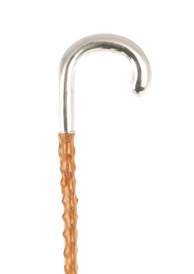 Lot 655 - A LATE 19TH CENTURY GERMAN SILVER CROOK HANDLE WALKING STICK