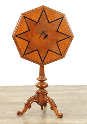 Lot 1340 - A 19TH CENTURY FIGURED SATINWOOD INLAID MASONIC OCCASIONAL TABLE