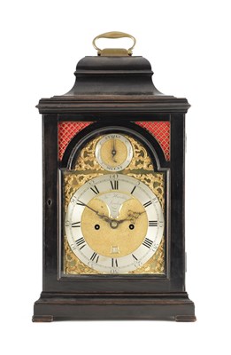 Lot 1530 - JOHN HANCKLES, LONDON. A LATE 18TH CENTURY EBONISED BELL TOP EIGHT-DAY BRACKET CLOCK