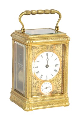 Lot 1656 - HOLINGUE FRERES, PARIS. A LATE 19TH CENTURY FRENCH ENGRAVED GORGE CASED CARRIAGE CLOCK