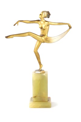 Lot 862 - JOSEF LORENZL (1892 - 1950) AN ART DECO SILVERED BRONZE FIGURE OF A DANCING GIRL