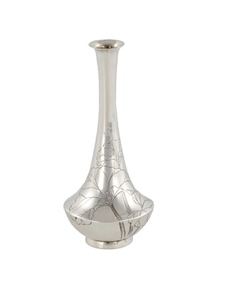 Lot 378 - A JAPANESE MEIJI PERIOD SILVER BOTTLE VASE
