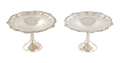 Lot 326 - A PAIR OF EDWARD VII SILVER FOOTED TAZZAS