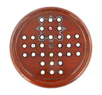 Lot 1100 - A LATE VICTORIAN MAHOGANY SOLITAIRE BOARD