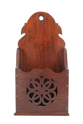 Lot 1130 - A 19TH CENTURY MAHOGANY HANGING CANDLE BOX
