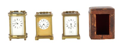 Lot 1600 - A COLLECTION OF THREE CARRIAGE CLOCK TIMEPIECES