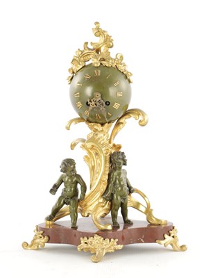 Lot 1532 - A 19TH CENTURY FRENCH BRONZE AND ORMOLU FIGURAL MANTEL CLOCK