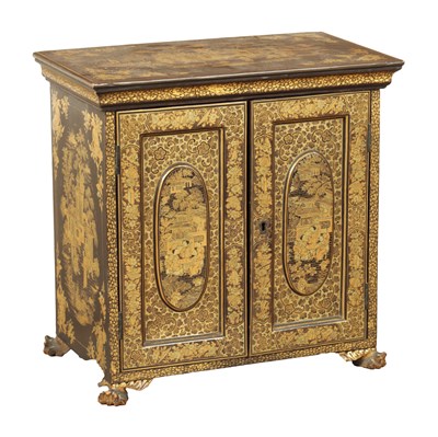 Lot 235 - A 19TH CENTURY CHINESE LACQUER TABLE CABINET