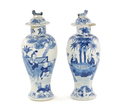 Lot 172 - A MATCHED PAIR OF CHINESE BLUE AND WHITE PORCELAIN VASES