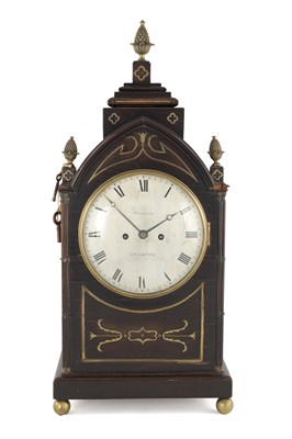 Lot 1586 - HARRISON, LIVERPOOL. A REGENCY BRASS INLAID DOUBLE FUSEE. BRACKET CLOCK