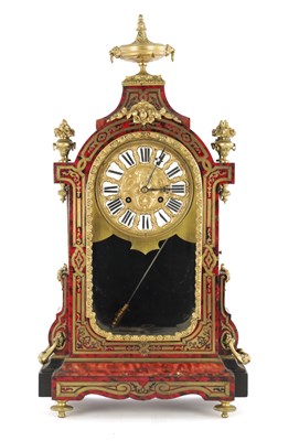 Lot 1482 - A 19TH CENTURY FRENCH TORTOISESHELL BOULLE CLOCK
