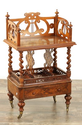 Lot 1320 - A LATE 19TH CENTURY WALNUT MARQUETRY INLAID CANTERBURY