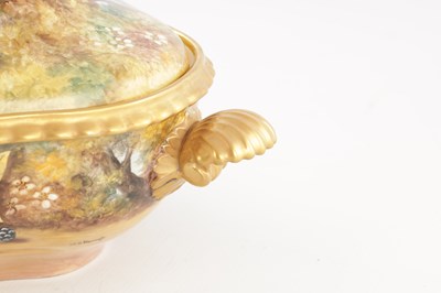 Lot 63 - A FINE ROYAL WORCESTER FRUIT BLACK MARK TUREEN AND COVER SIGNED J S KERNETT