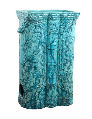 Lot 90 - AN UNUSUAL LATE 19TH CENTURY BURMANTOFTS FAIENCE UMBRELLA/STICK STAND