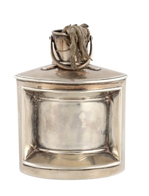 Lot 414 - A LATE VICTORIAN SILVER TABLE LIGHT IN THE FORM OF A SHIP'S CORNER LIGHT