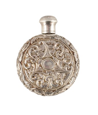 Lot 496 - A 19TH CENTURY CAST SILVER ROUND PERFUME BOTTLE