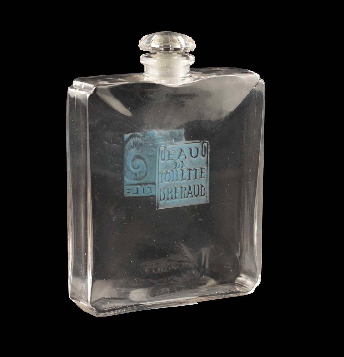 Lot 3 - A RENE LALIQUE 'D'HERAUD' SQUARE CLEAR GLASS PERFUME BOTTLE