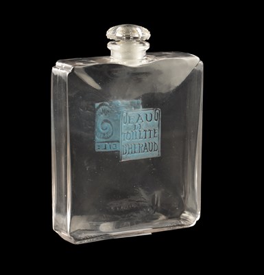 Lot 3 - A RENE LALIQUE 'D'HERAUD' SQUARE CLEAR GLASS PERFUME BOTTLE