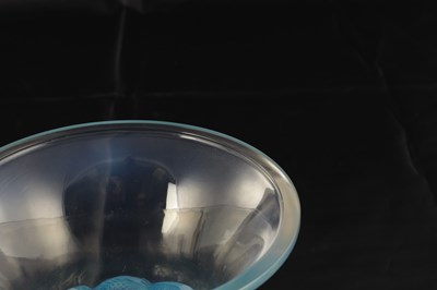 Lot 11 - AN R LALIQUE FRANCE OPALESCENT AND BLUE STAINED GLASS ‘PIRIAC’ VASE
