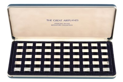 Lot 345 - FRANKLIN MINT STERLING SILVER MINIATURE COLLECTION - THE GREAT AIRPLANES IN A FITTED CASE