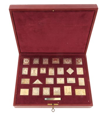 Lot 314 - A CASED SET OF SILVER GILT STAMPS IN A FITTED CASE