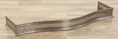 Lot 886 - A GOOD GEORGE III SERPENTINE FRONT POLISHED STEEL HEARTH FENDER