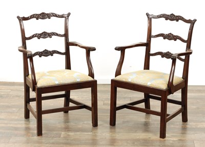 Lot 1318 - A PAIR OF 19TH CENTURY MAHOGANY CHIPPENDALE STYLE CHILDREN'S ARMCHAIRS
