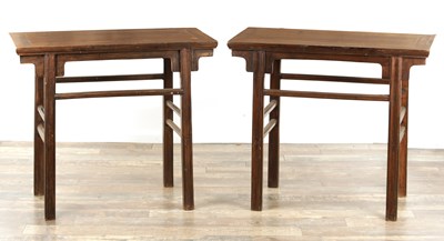 Lot 152 - A PAIR OF 19TH CENTURY STYLE ELM CHINESE ALTER TABLES