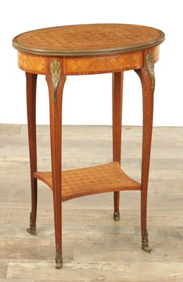 Lot 1379 - A 19TH CENTURY FRENCH INLAID MAHOGANY OVAL SHAPED SIDE TABLE